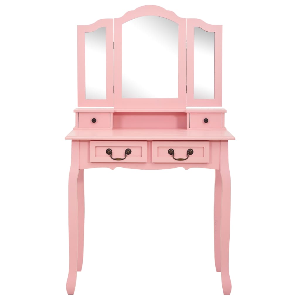 Dressing table set with stool pink 80×69×141 cm Paulownia wood