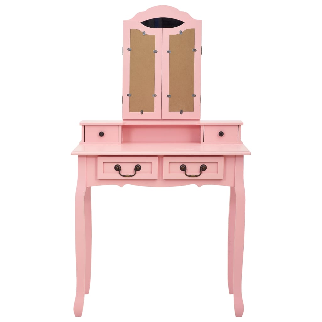 Dressing table set with stool pink 80×69×141 cm Paulownia wood