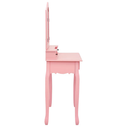 Dressing table set with stool pink 80×69×141 cm Paulownia wood