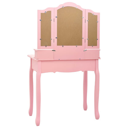 Dressing table set with stool pink 80×69×141 cm Paulownia wood