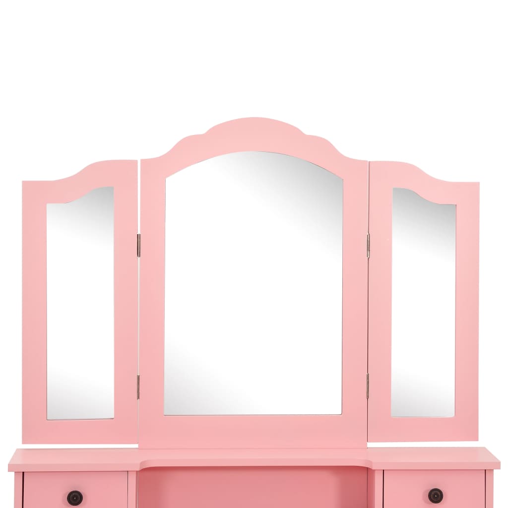 Dressing table set with stool pink 80×69×141 cm Paulownia wood