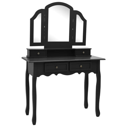 Dressing table set stool black 100x40x146 cm Paulownia wood