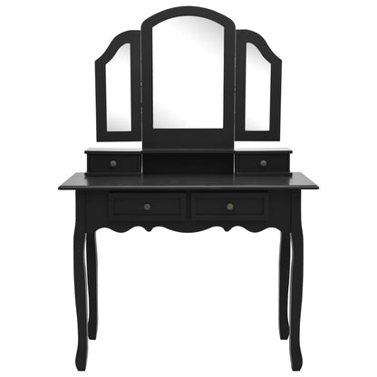 Dressing table set stool black 100x40x146 cm Paulownia wood