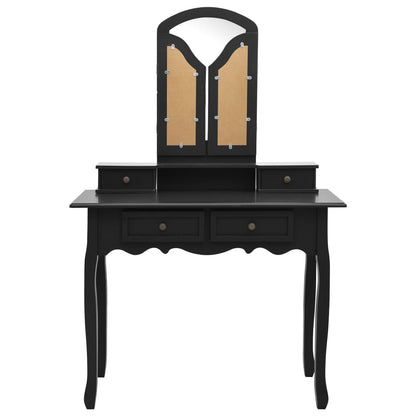 Dressing table set stool black 100x40x146 cm Paulownia wood