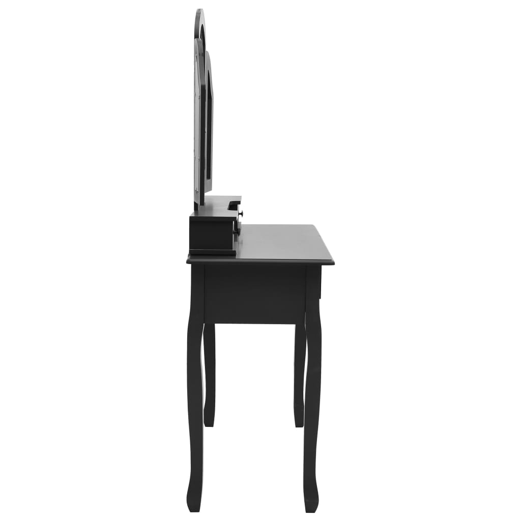 Dressing table set stool black 100x40x146 cm Paulownia wood