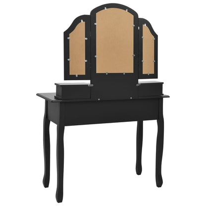 Dressing table set stool black 100x40x146 cm Paulownia wood