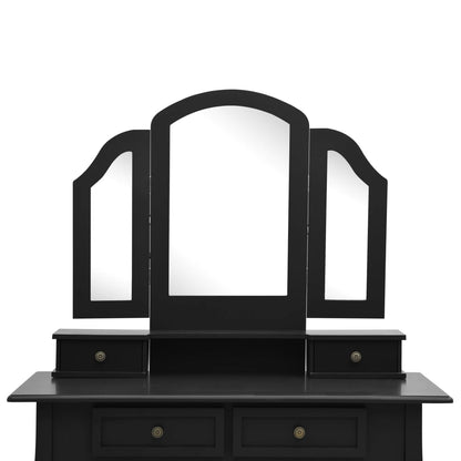 Dressing table set stool black 100x40x146 cm Paulownia wood