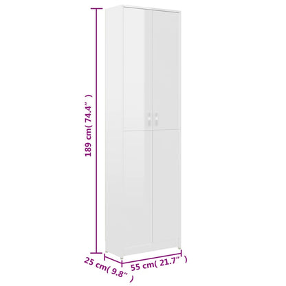 Garderobenschrank Hochglanz-Weiß 55x25x189 cm Holzwerkstoff