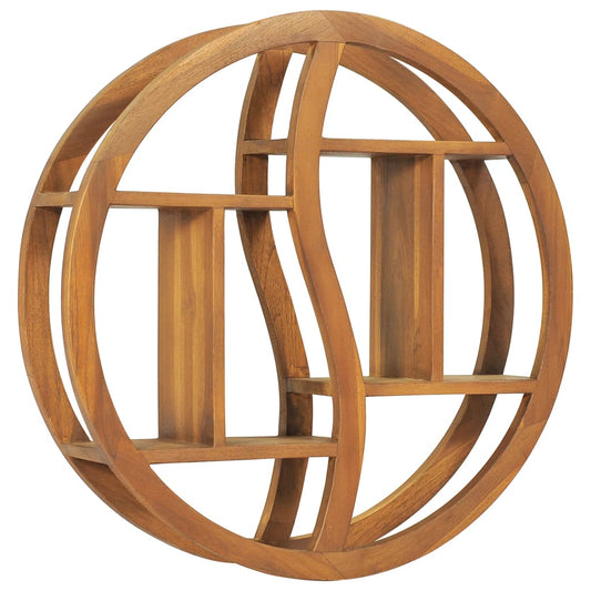 Wandregal Yin und Yang 60x15x60 cm Teak Massivholz