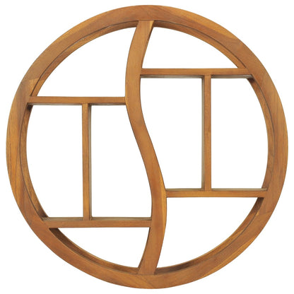 Wandregal Yin und Yang 60x15x60 cm Teak Massivholz