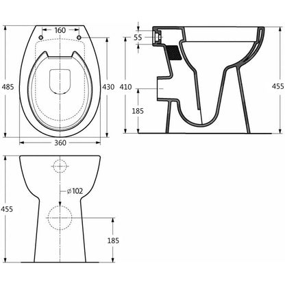 Hohe Spülrandlose Toilette Soft-Close 7 cm Höher Keramik Weiß