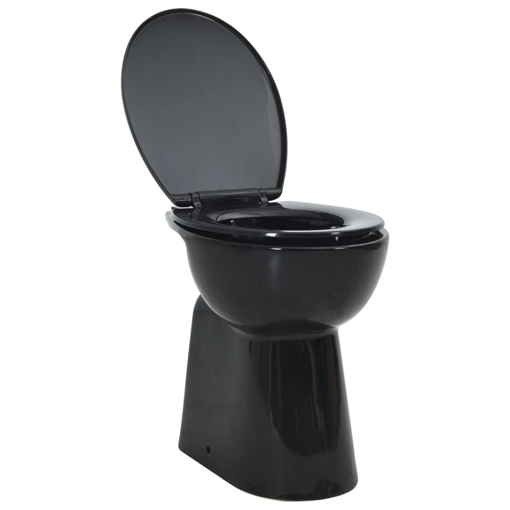 Hohe Spülrandlose Toilette Soft-Close 7cm Höher Keramik Schwarz