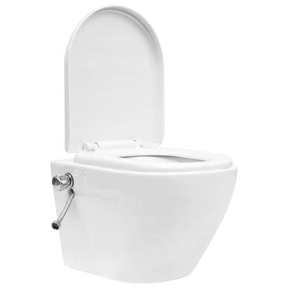 Wall-mounted WC without rim with built-in cistern ceramic white