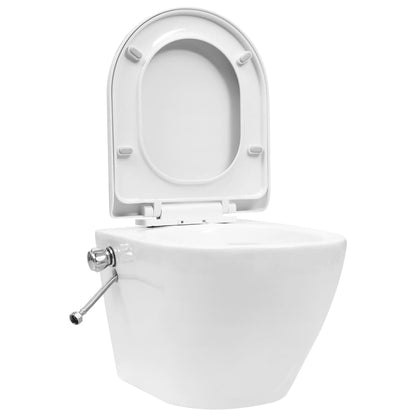 Wall-mounted WC without rim with built-in cistern ceramic white