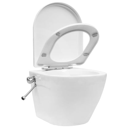 Wall-mounted WC without rim with built-in cistern ceramic white