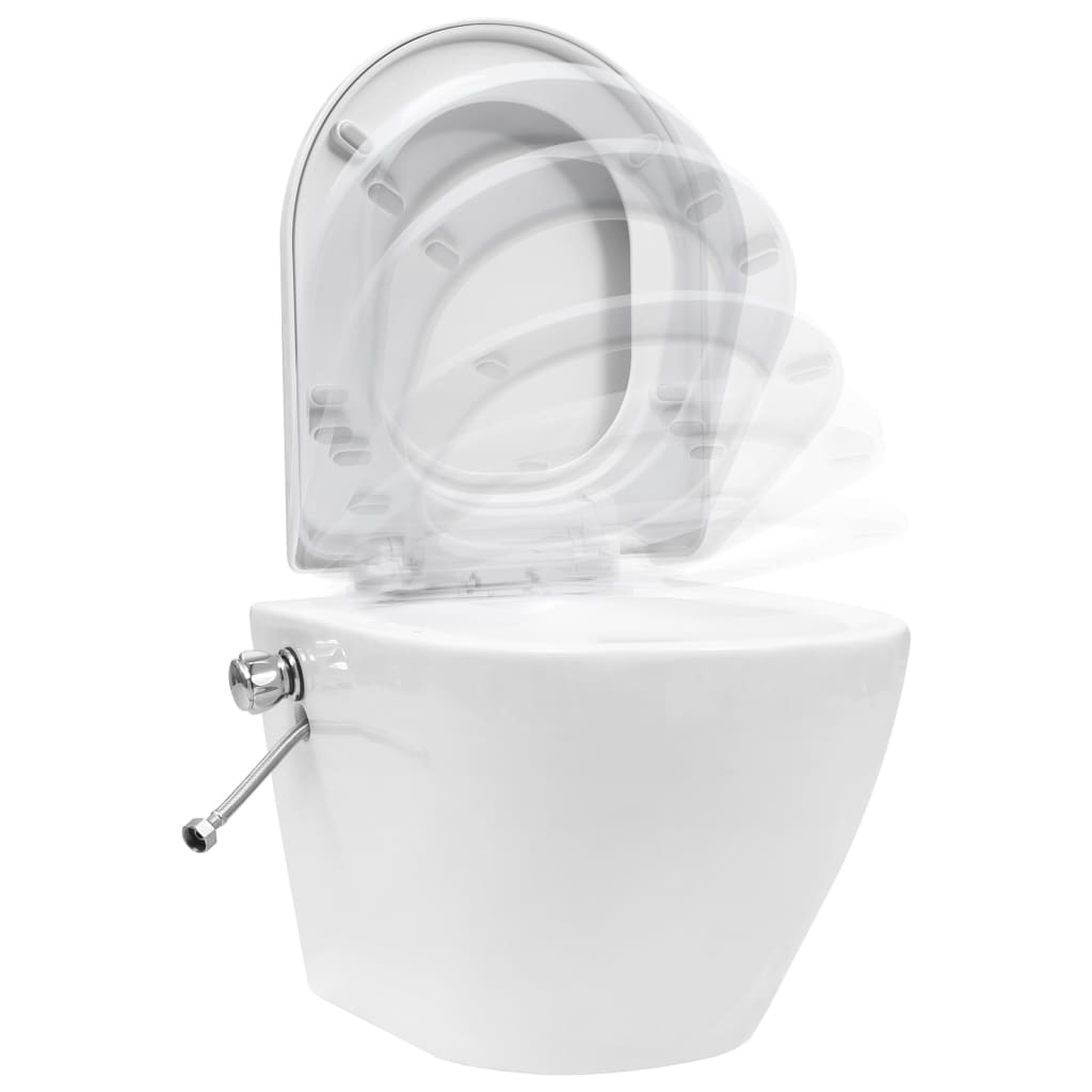 Wall-mounted WC without rim with built-in cistern ceramic white