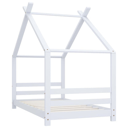 Children's bed frame white solid pine 80x160 cm