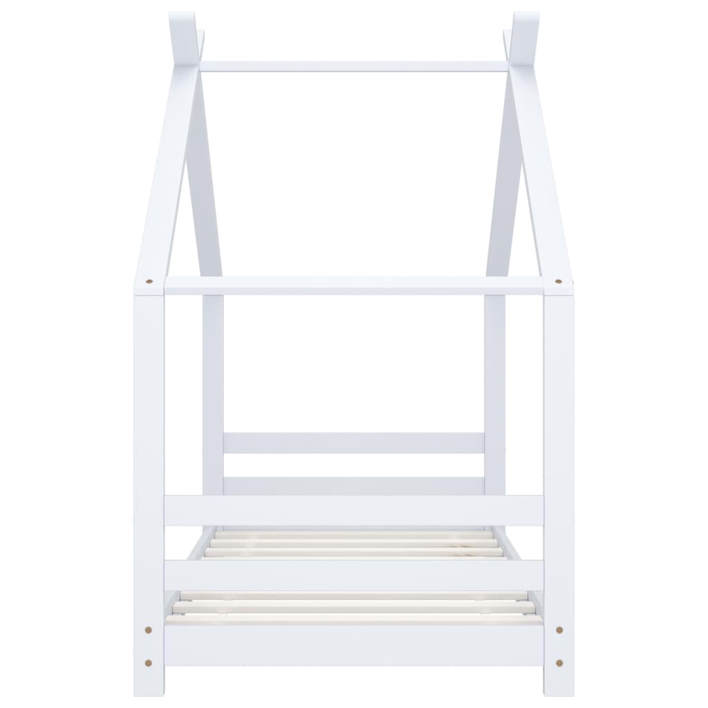 Children's bed frame white solid pine 80x160 cm