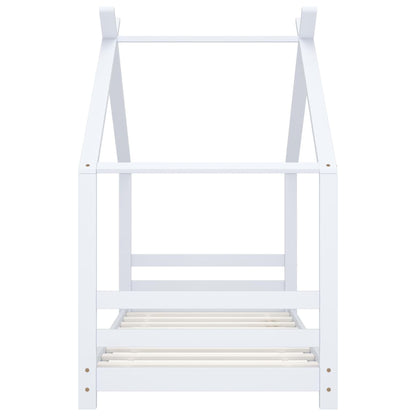 Children's bed frame white solid pine 80x160 cm