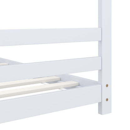 Children's bed frame white solid pine 80x160 cm