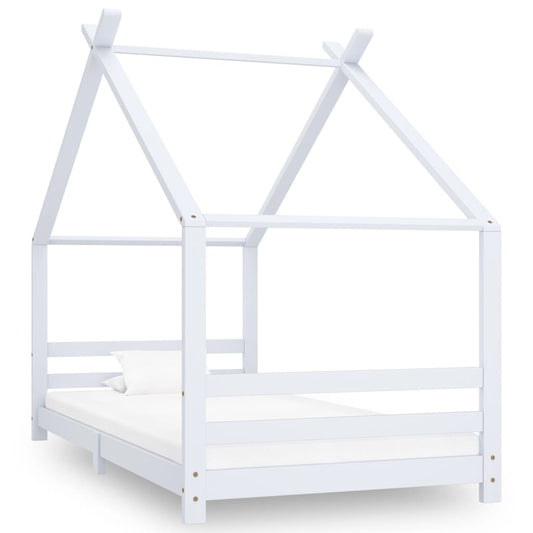 Children's bed frame white solid pine 90x200 cm