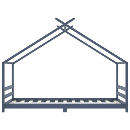 Children's bed frame grey solid pine 90x200 cm