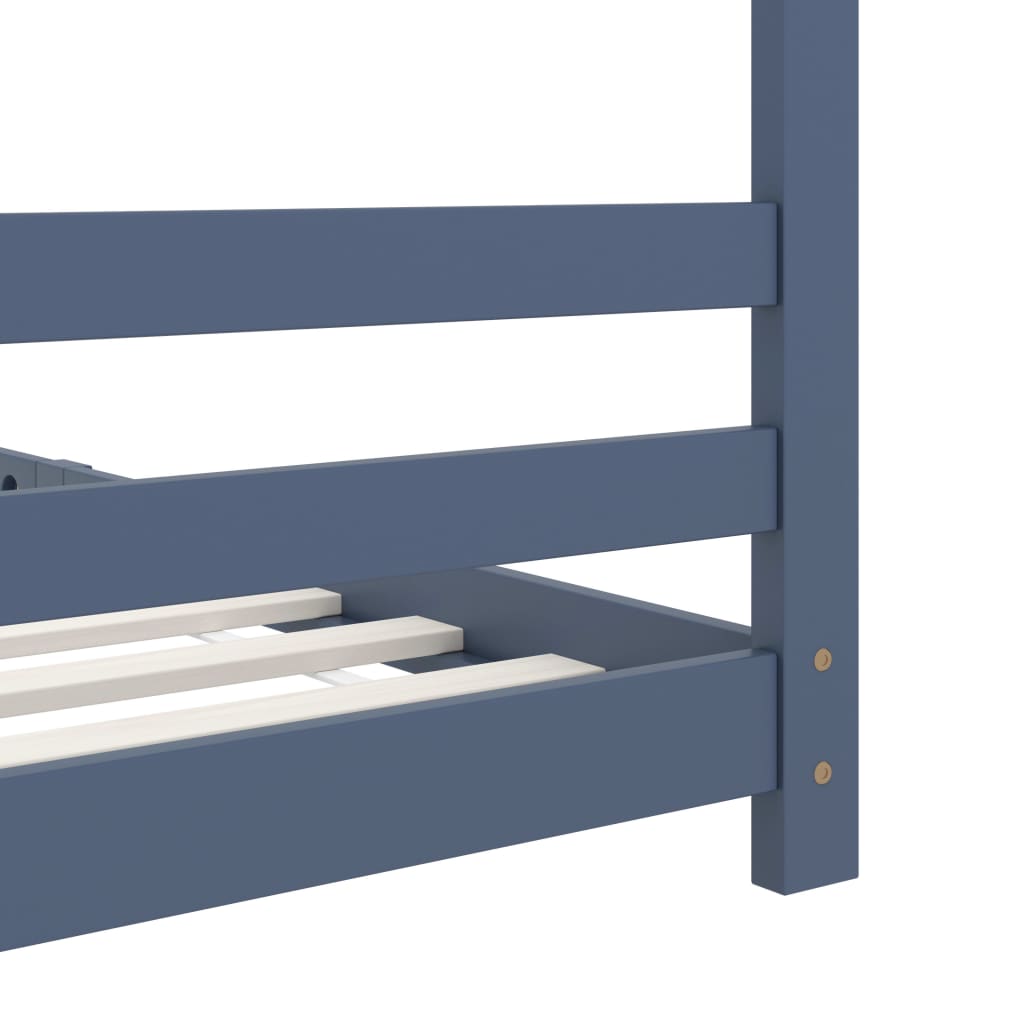 Children's bed frame grey solid pine 90x200 cm