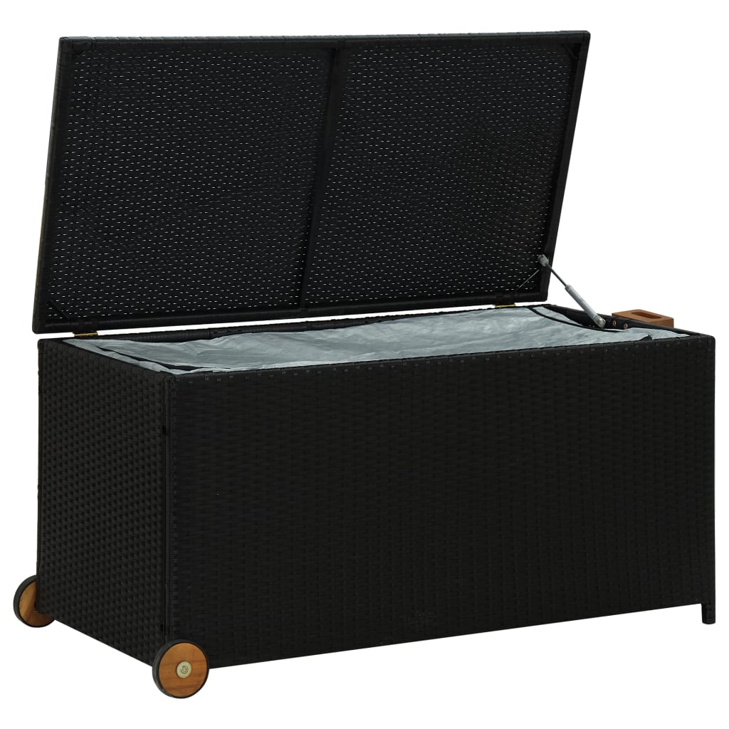 Garten-Auflagenbox Schwarz 120x65x61 cm Poly Rattan