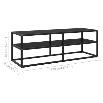 TV-Schrank Schwarz mit Schwarzem Hartglas 120x40x40 cm