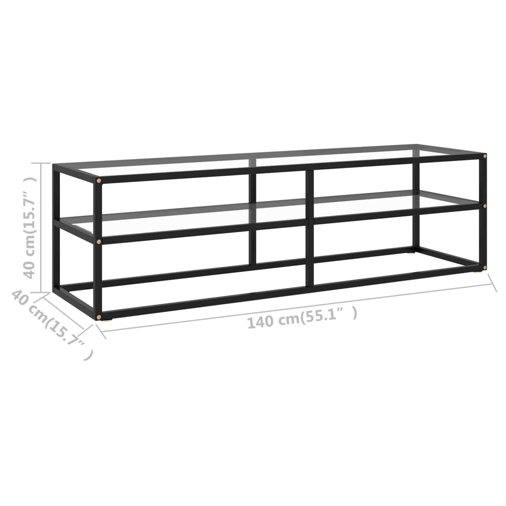 TV-Schrank Schwarz mit Hartglas 140x40x40 cm