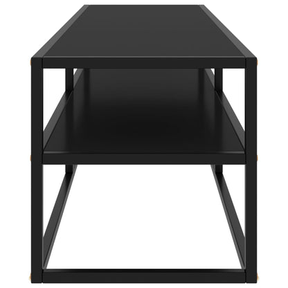 TV-Schrank Schwarz mit Schwarzem Hartglas 140x40x40 cm