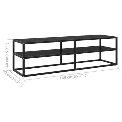 TV-Schrank Schwarz mit Schwarzem Hartglas 140x40x40 cm