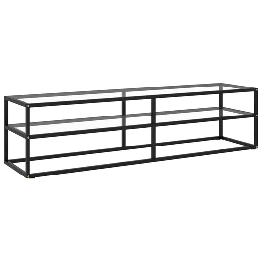 TV-Schrank Schwarz mit Hartglas 160x40x40 cm