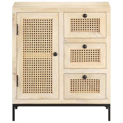 Sideboard 60x35x70 cm Mango Massivholz und Rohrgeflecht