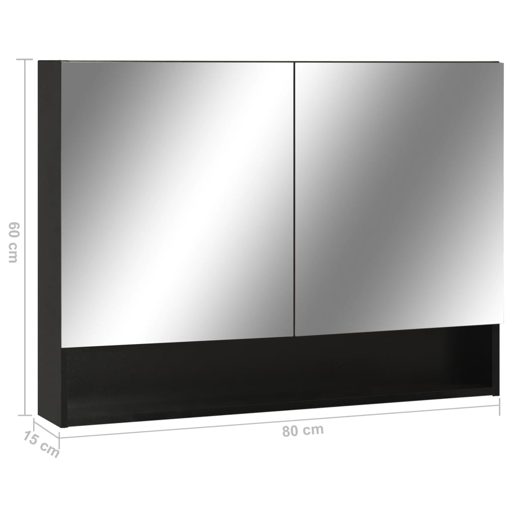 LED-Spiegelschrank fürs Bad Schwarz 80x15x60 cm MDF