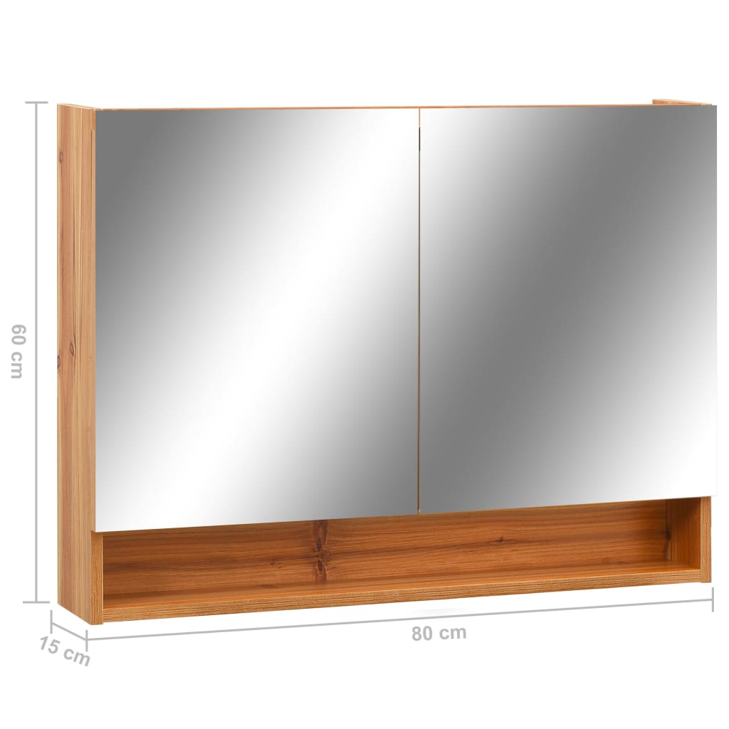 LED-Spiegelschrank fürs Bad Eiche 80x15x60 cm MDF