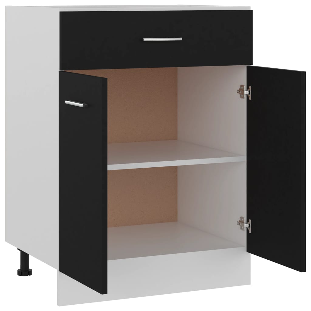 Schubunterschrank Schwarz 60x46x81,5 cm Holzwerkstoff