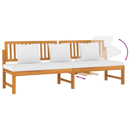 Daybed with cream white cushions 200x60x75 cm solid acacia wood