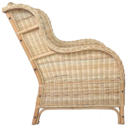 Sessel mit Kissen Natur-Rattan und Leinen