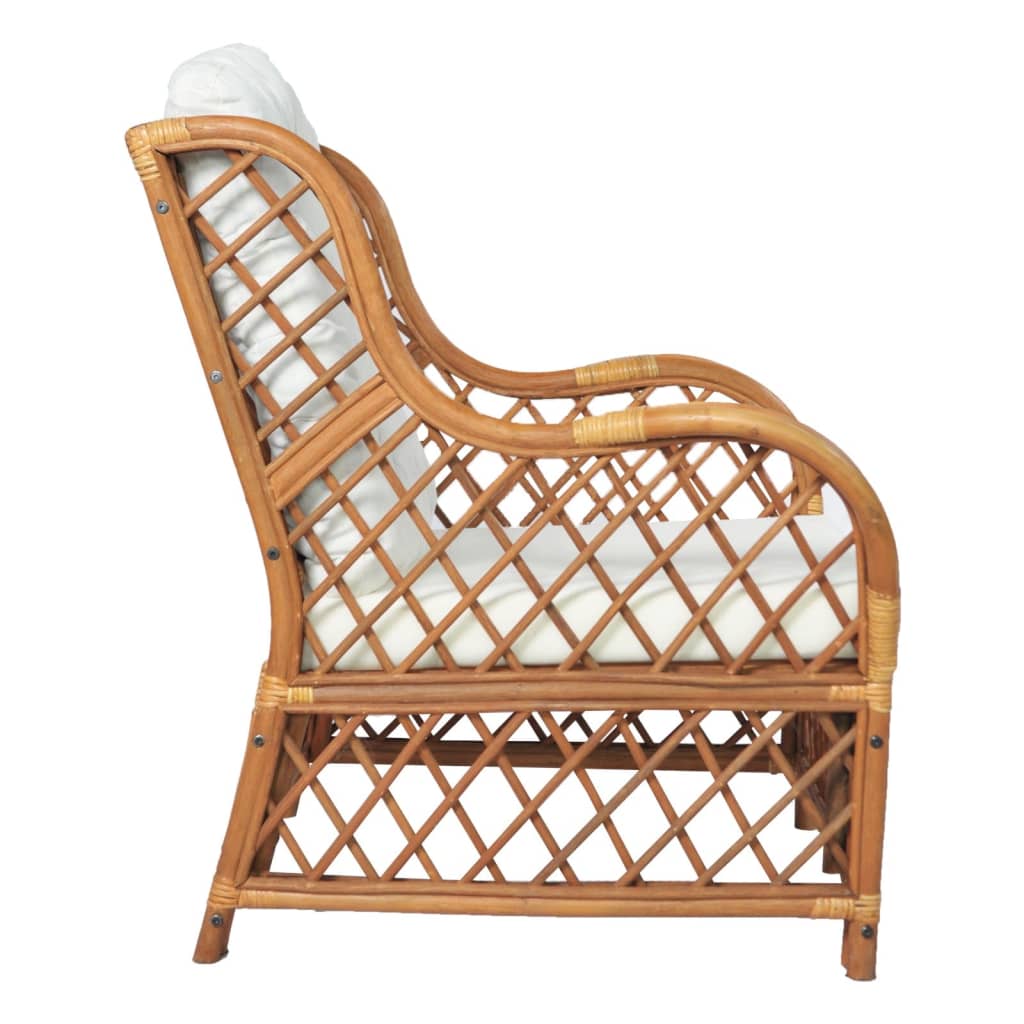 Sessel mit Kissen Hellbraun Rattan und Leinen