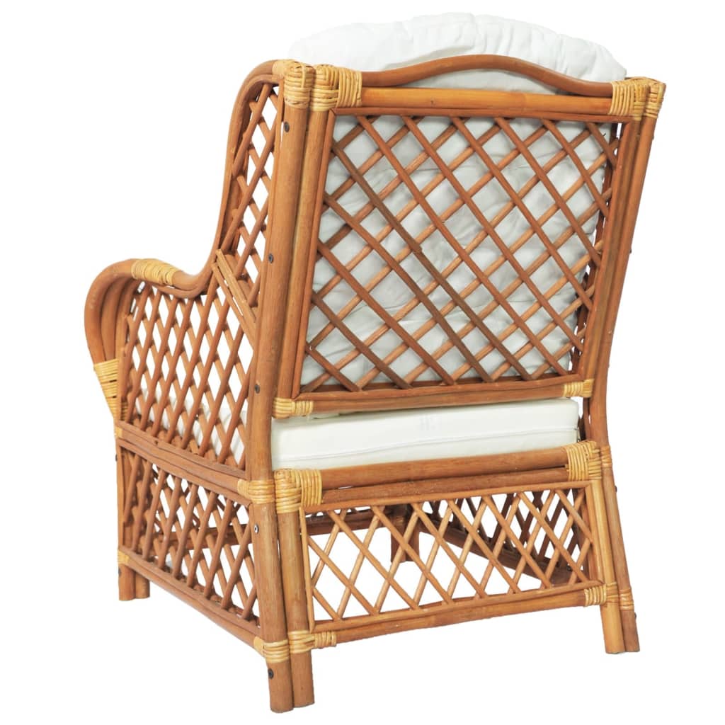 Sessel mit Kissen Hellbraun Rattan und Leinen