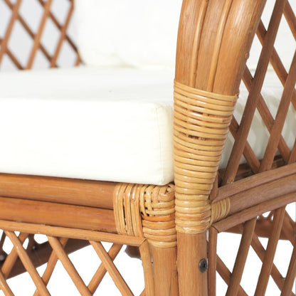 Sessel mit Kissen Hellbraun Rattan und Leinen