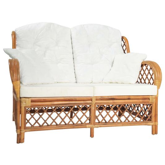 2-seater sofa light brown rattan