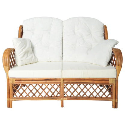 2-seater sofa light brown rattan