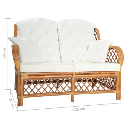 2-seater sofa light brown rattan