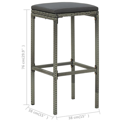 Barhocker mit Kissen 6 Stk. Grau Poly Rattan