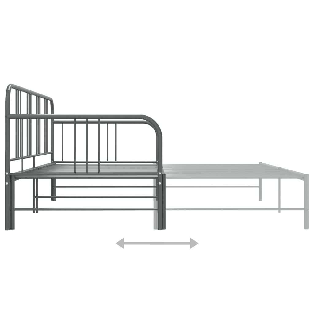 Ausziehsofa Bettgestell Grau Metall 90x200 cm