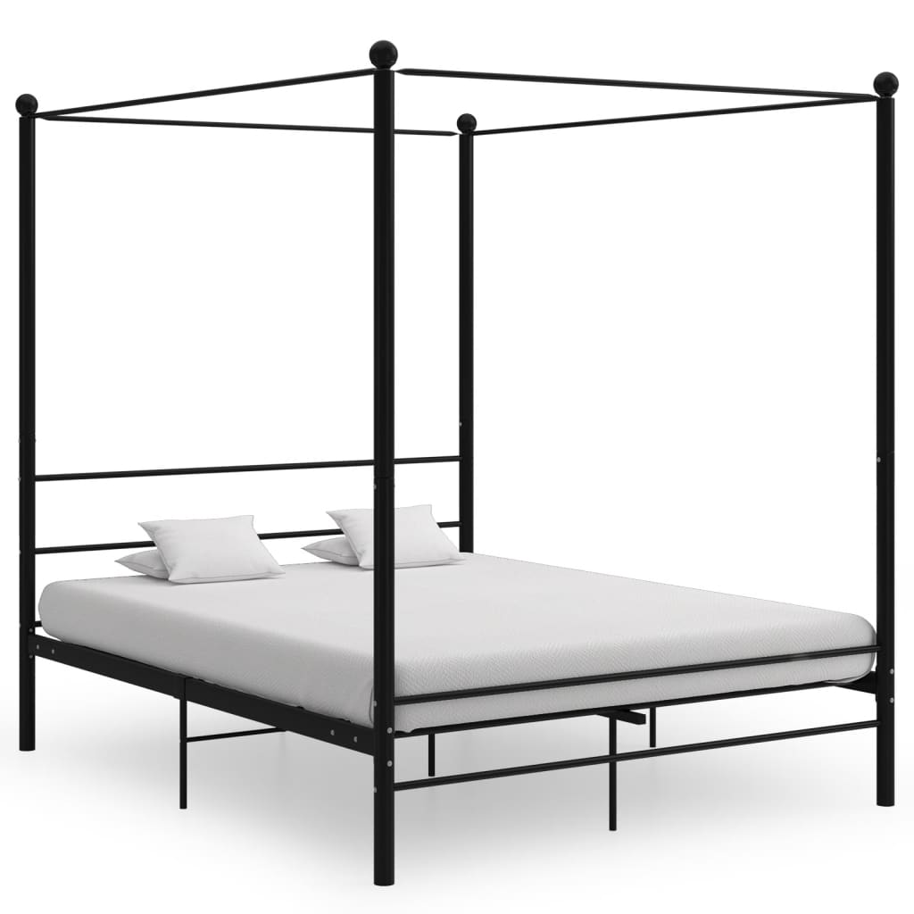 Himmelbett Schwarz Metall 160x200 cm