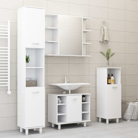 4-piece bathroom furniture set white wood material