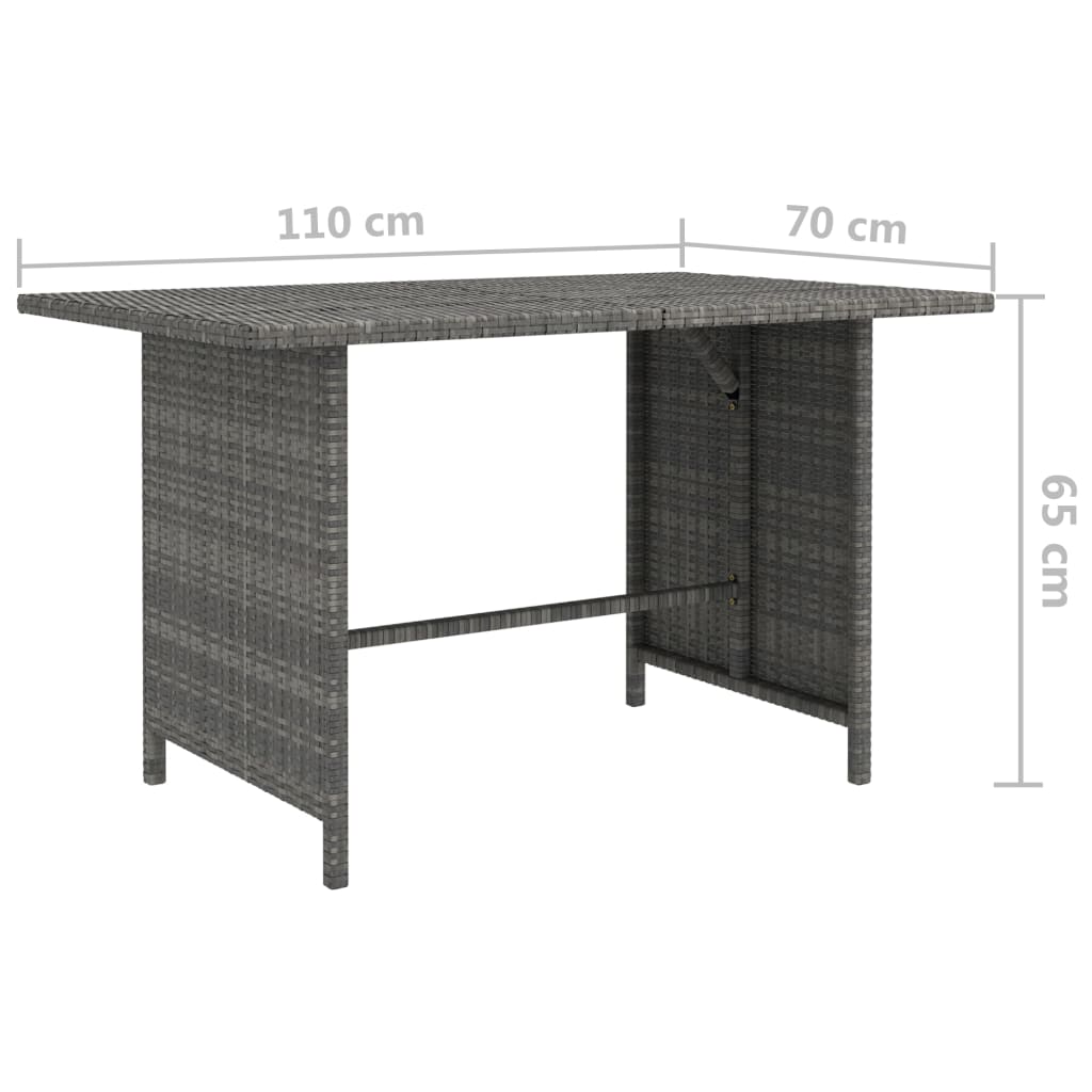 Garden Dining Table Grey 110x70x65 cm Poly Rattan